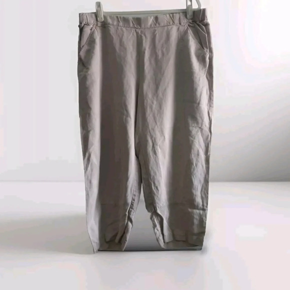 Eileen Fisher Linen Blend Pull-on Elastic Waistband pant Size XL Beige - Picture 1 of 10